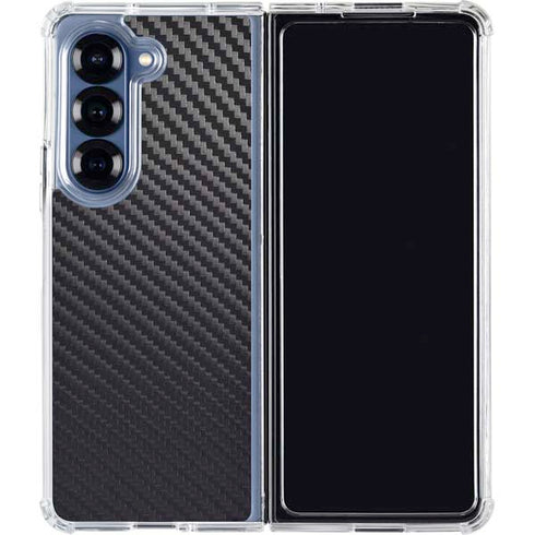Black Carbon Fiber Specialty Texture Material Galaxy Z Fold6 Clear Case